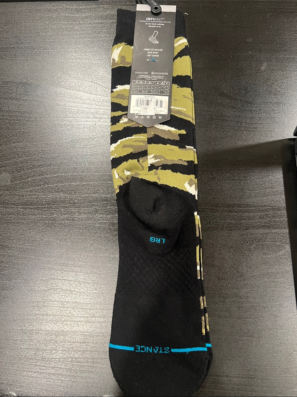 Stance Olive Camo Crew Socks with Black & Blue Accent - Picture 2 of 2